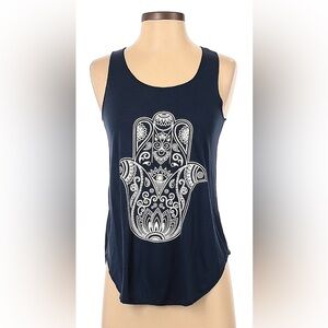 L.A Soul ~ Women’s Graphic Sleeveless Shirt w/Hamsa Design ~ Navy Blue ~Size S